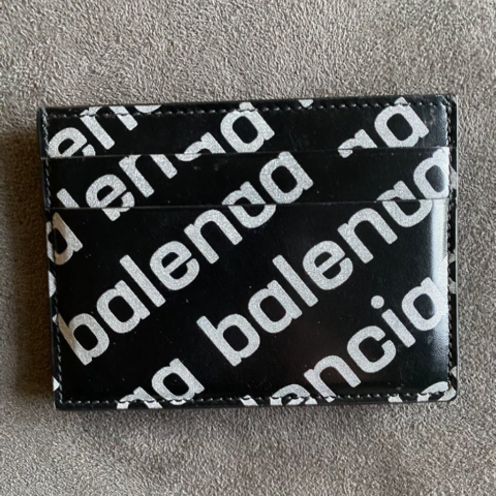 Balenciaga Leather Logo-Print Cardholder